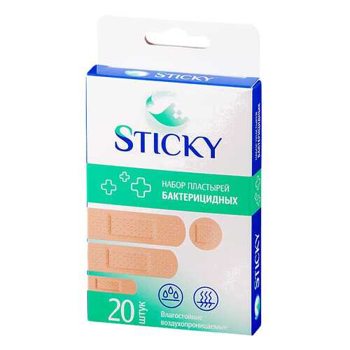 Пластырь бактерицидный Sticky влагостойкий 1,9 х 7,2 см 20 шт. в Фармленд
