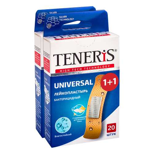 Пластыри TENERIS UNIVERSAL бактерицидные с ионами серебра 20+20 шт. в Фармленд