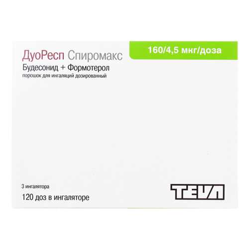 ДуоРесп Спиромакс порошок д/ингал.доз.160мкг+4,5 мкг/доза бал.120доз №3 в Фармленд