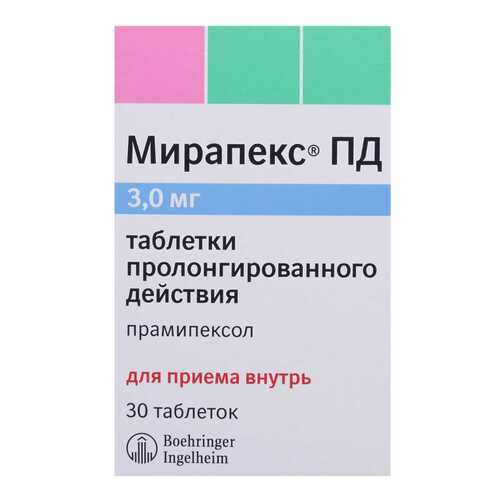 Мирапекс ПД таблетки 3 мг 30 шт. в Фармленд