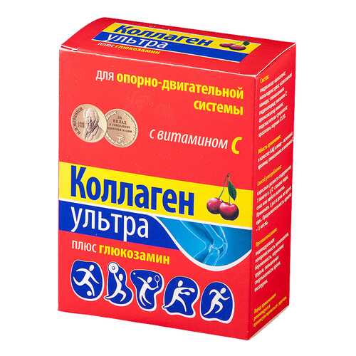 Коллаген ультра + глюкозамин порошок 8 г 7 шт. вишня в Фармленд