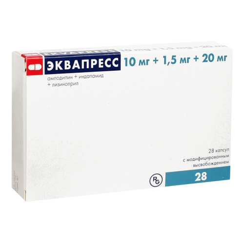 Эквапресс капсулы с модиф.высвоб. 10 мг+1,5 мг+20 мг №28 в Фармленд
