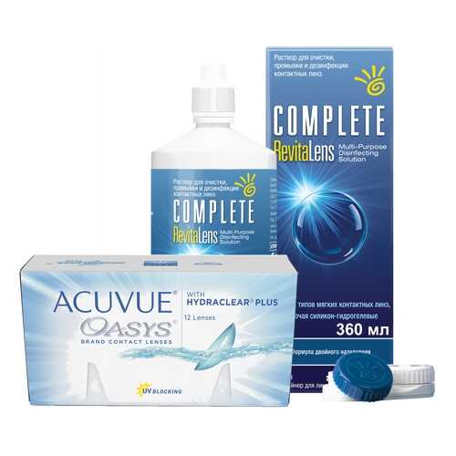 Контактные линзы Acuvue Oasys 12 линз R 8.4 +3.50 + Раствор Complete RevitaLens 360 мл в Фармленд