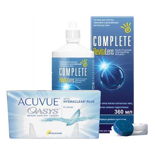 Контактные линзы Acuvue Oasys 6 линз R 8.4 +3.25 + Раствор Complete RevitaLens 360 мл в Фармленд