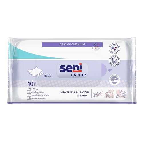 Салфетки влажные SENI CARE с витамином E 10 шт в Фармленд